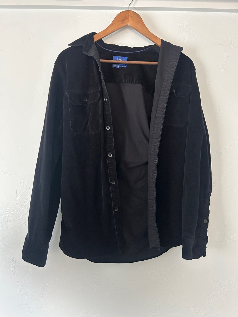 Apt. 9 Black Lightweight Corduroy Button-Front Shirt Jacket